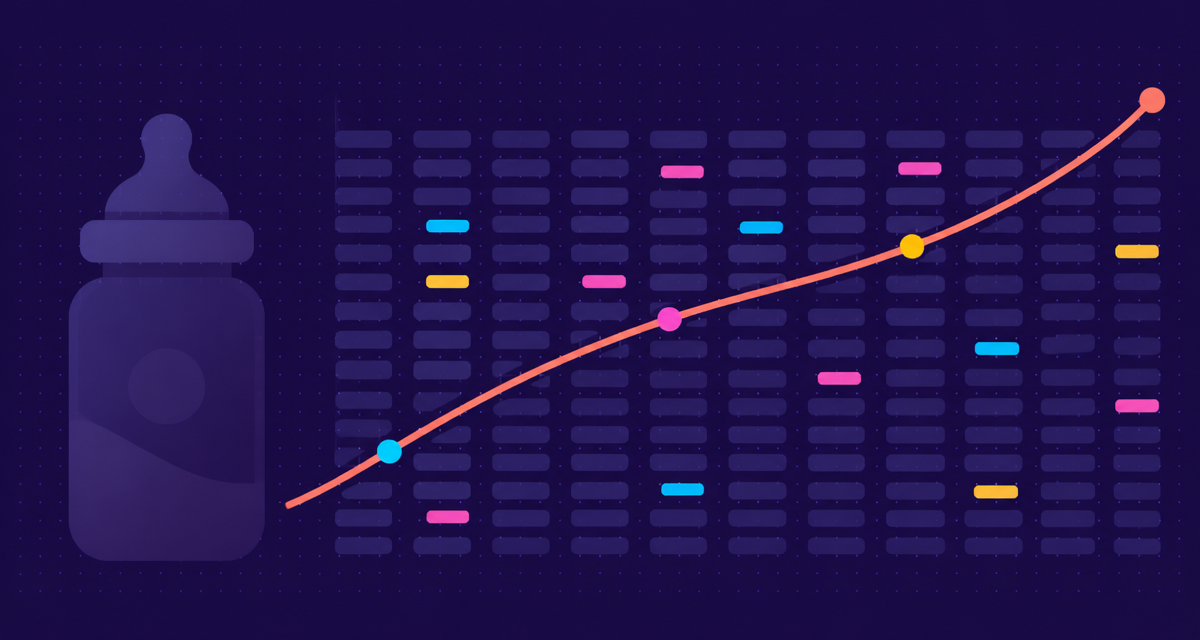 Branded graphic of a pediatric growth curve rising across a structured clinical data grid