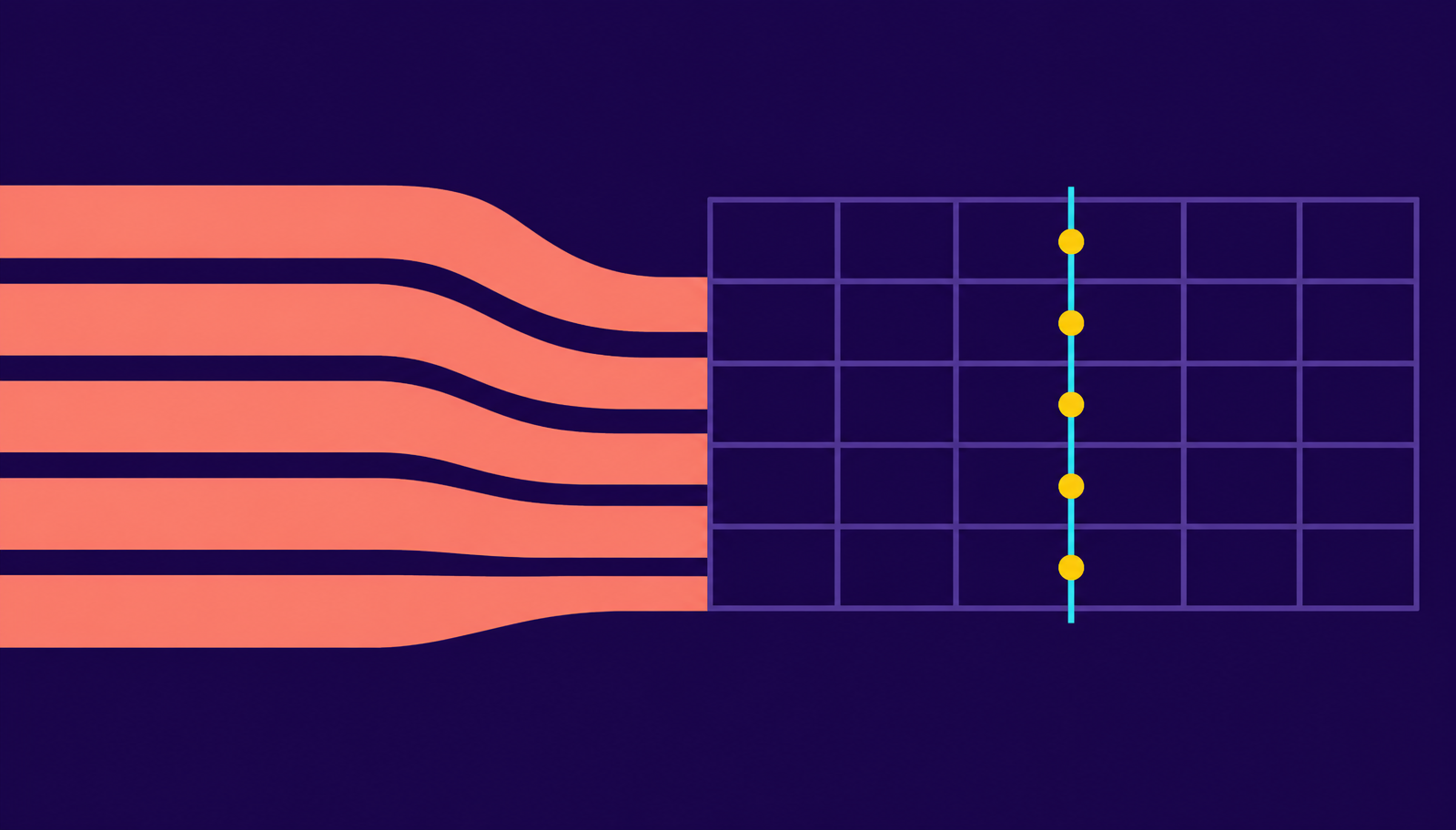 Branded graphic of rater score entries flowing into one structured data grid with an audit trail line